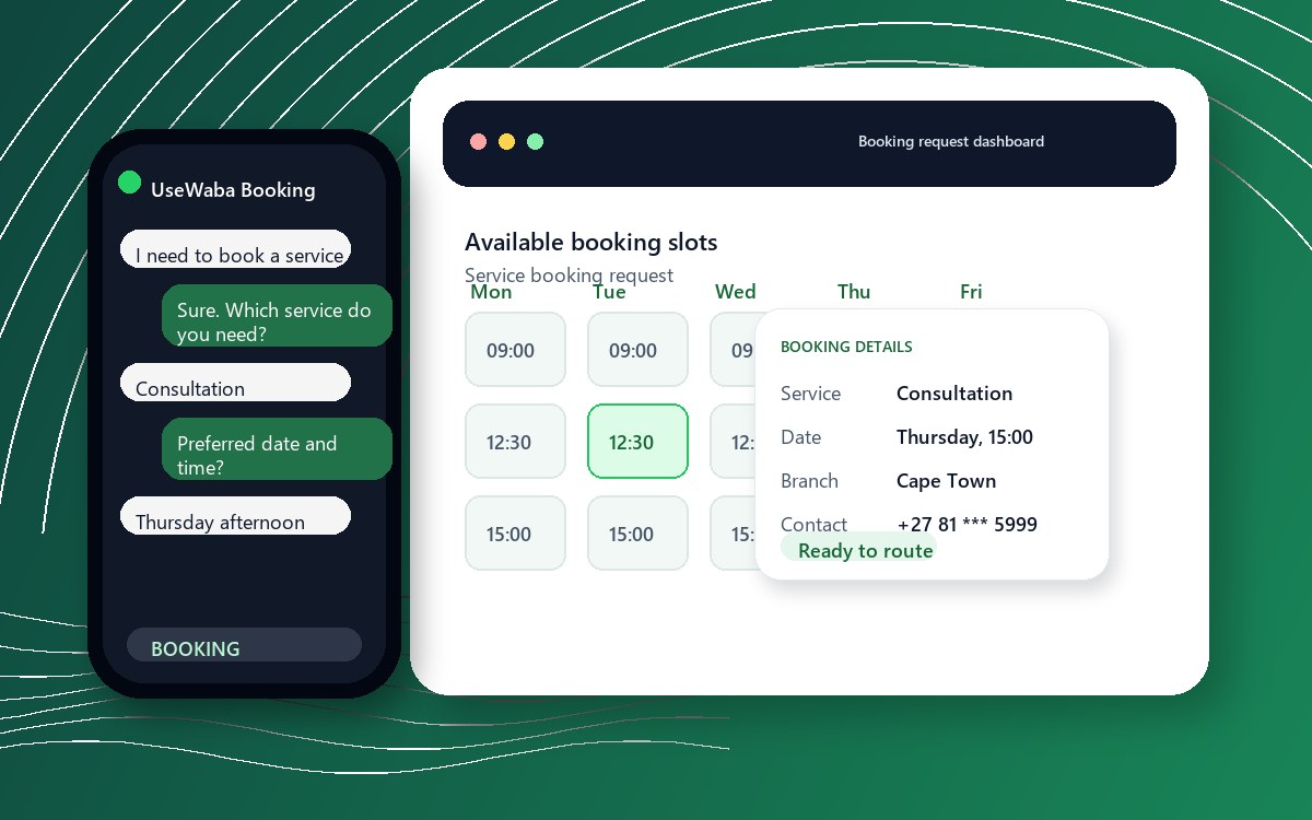 Service Booking WhatsApp workflow demo