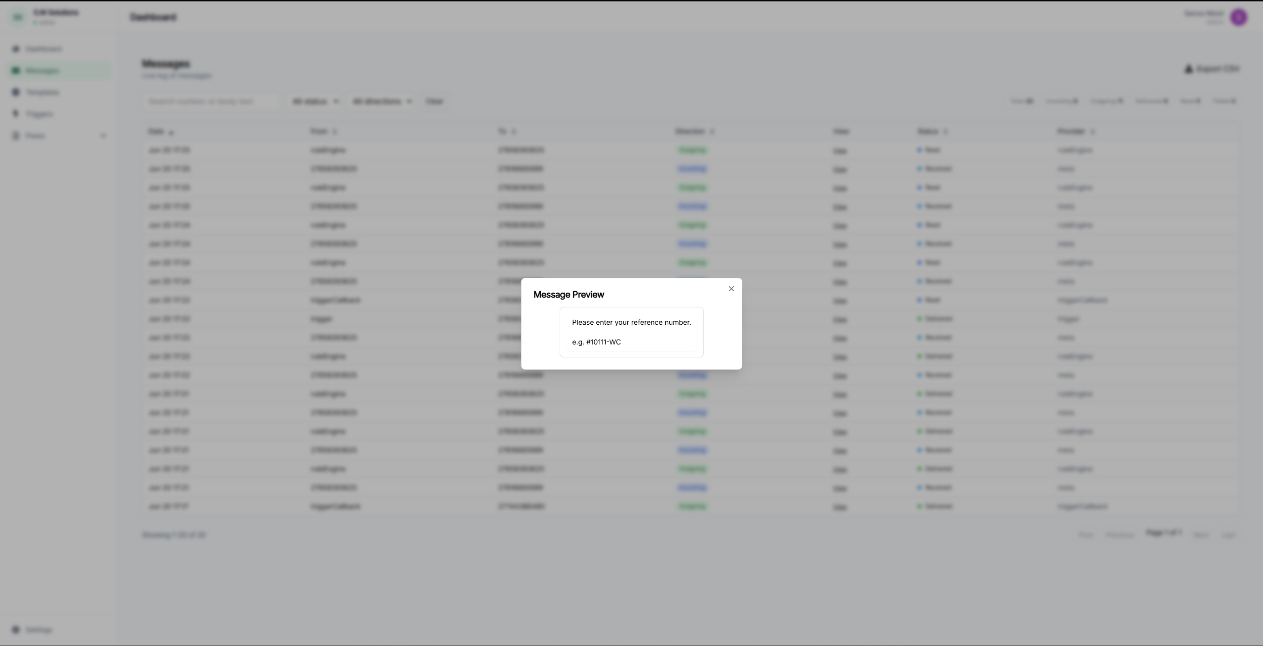 WhatsApp booking workflow preview with booking request summary